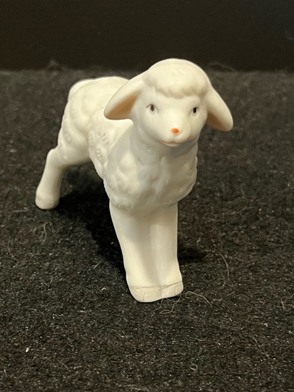 Vintage Lefton White Lamb Figurine with Painted Nose